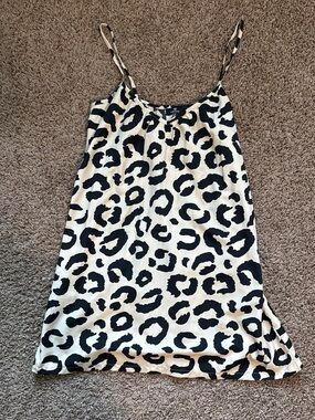 Heartbreak Tall Leopard Print Satin Cami Mini Dress W/ Slit